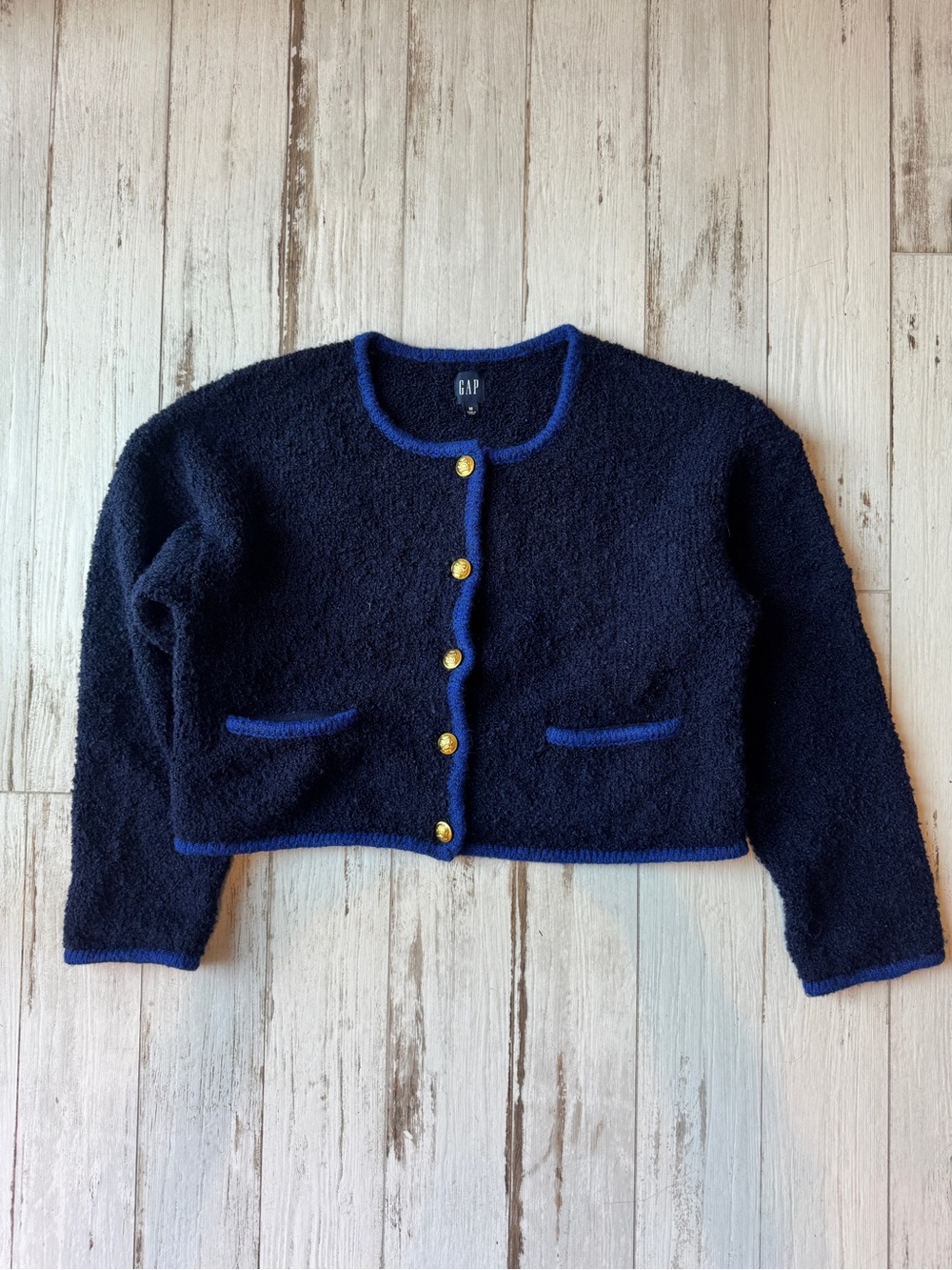 GAP Girls Navy Blue Cardigan with Blue Trim